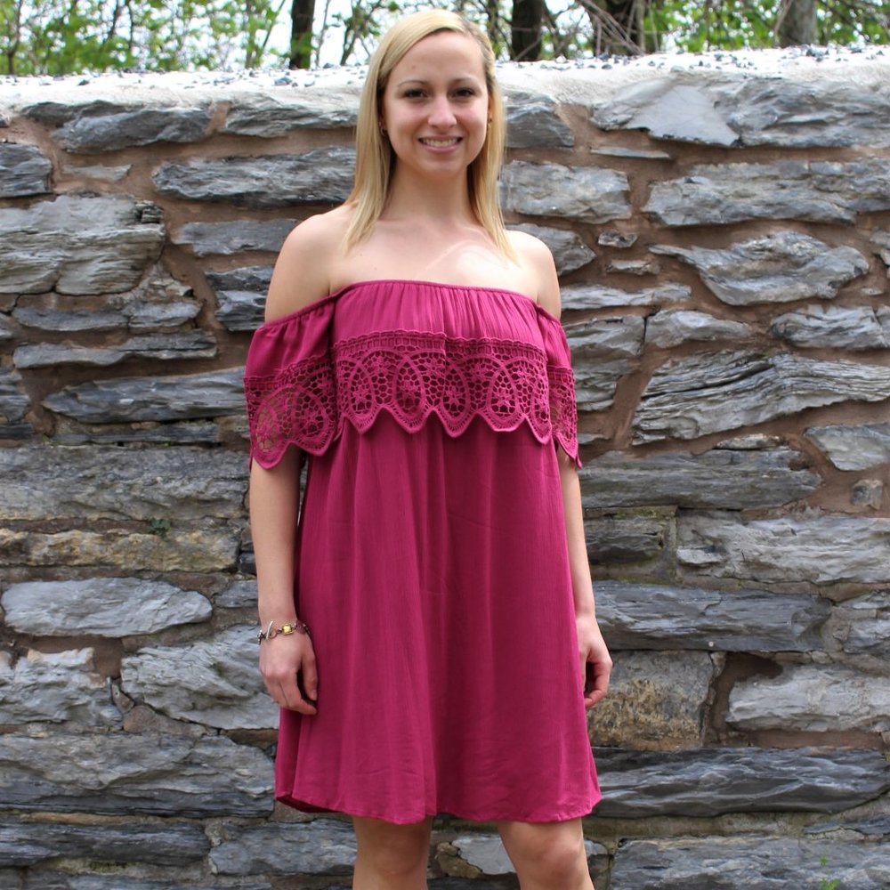 She + Sky Off the Shoulder Sundress with Lace